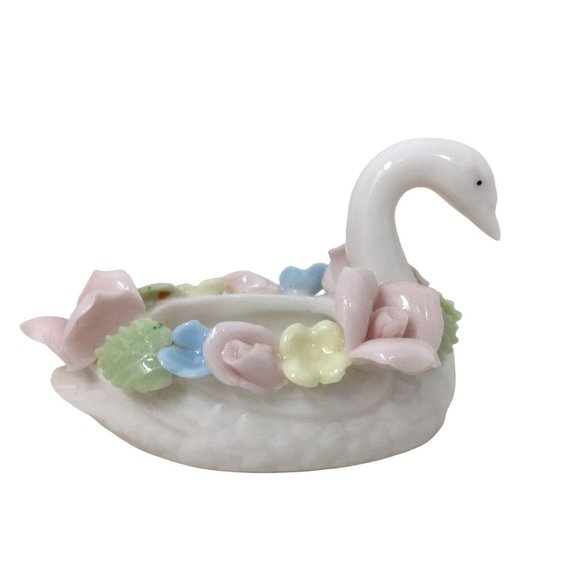 Small Vintage Ardalt Japan Trinket Dish/Holder - Swan Figurine Fine Porcelain - Picture 2 of 5